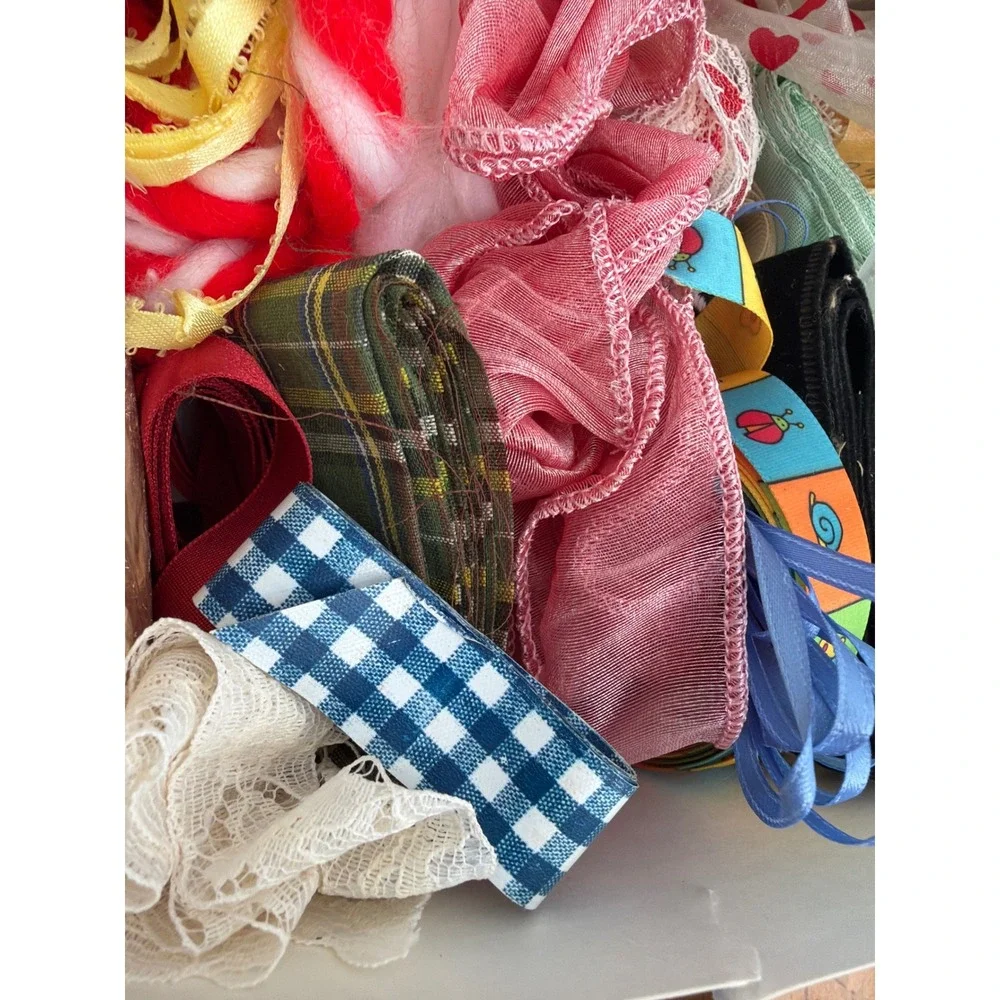 Vintage Mixed‎ Craft Ribbon Lot Laura Ashley Lace Velvet Organza Trim in Box